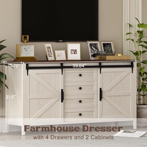 White 4 Drawer Wood Dresser C625