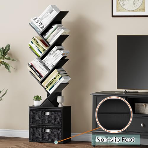 6 Tier Wood Bookshelf with Storage Drawer J838