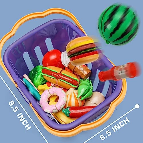 87 Pcs Cutting Play Kitchen Set with Storage Basket P315039