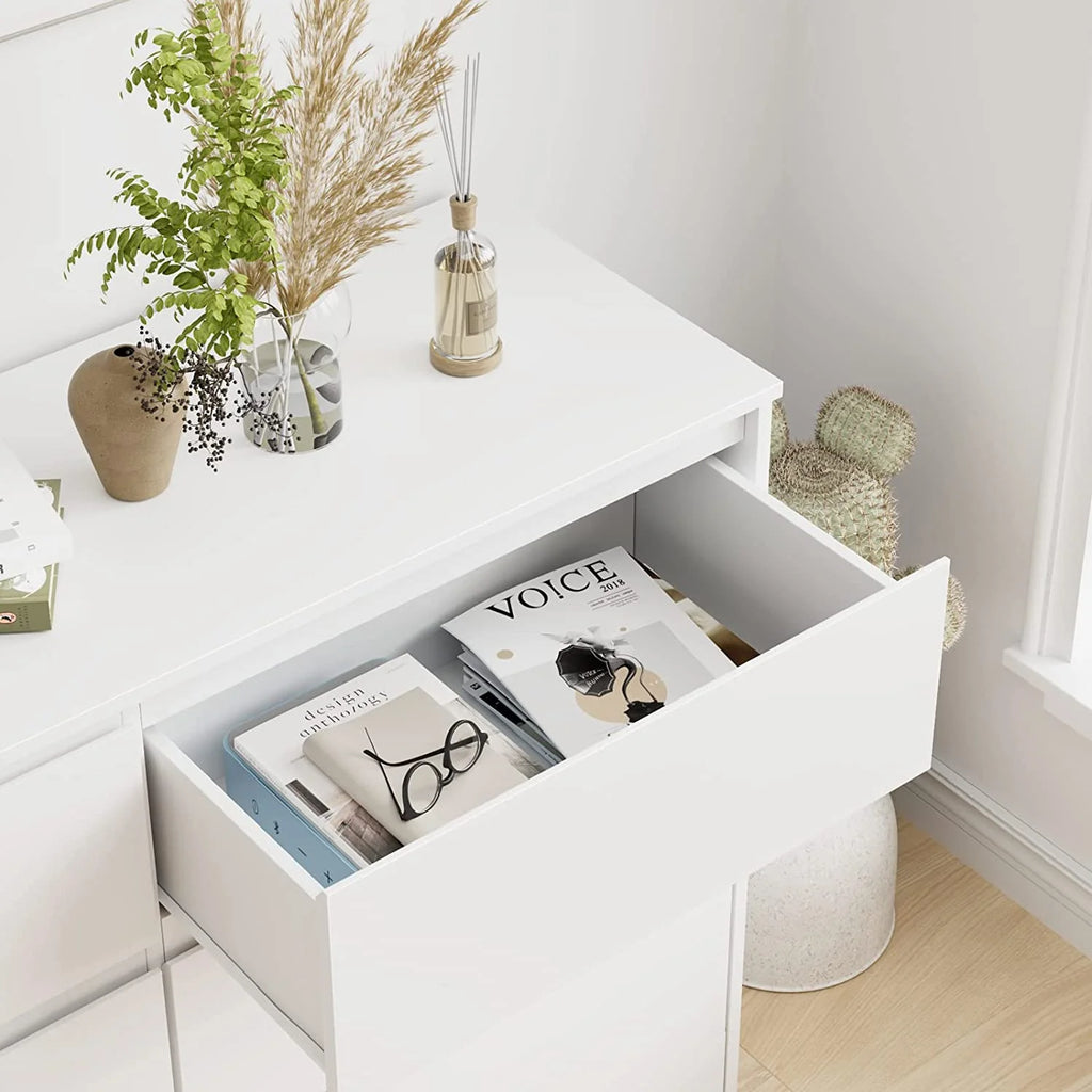 White 6 Drawer Double Dresser U48470