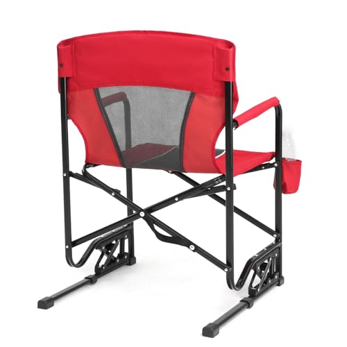 Portable Folding Rocking Camping Chair with Drink Holder, 250 lbs Capacity (Blue) L820124