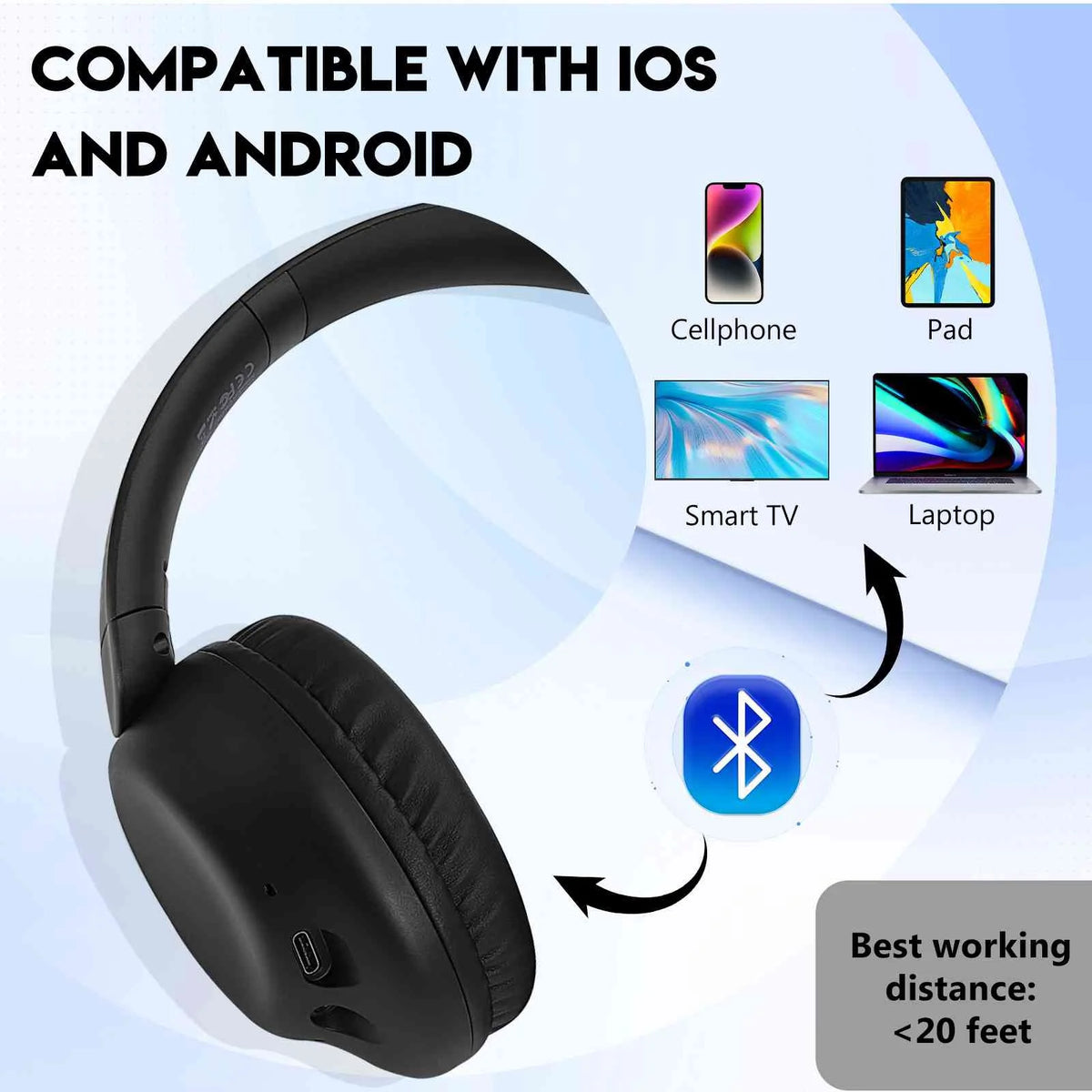 Wireless Bluetooth Over The Ear Headphones with Mic B43516