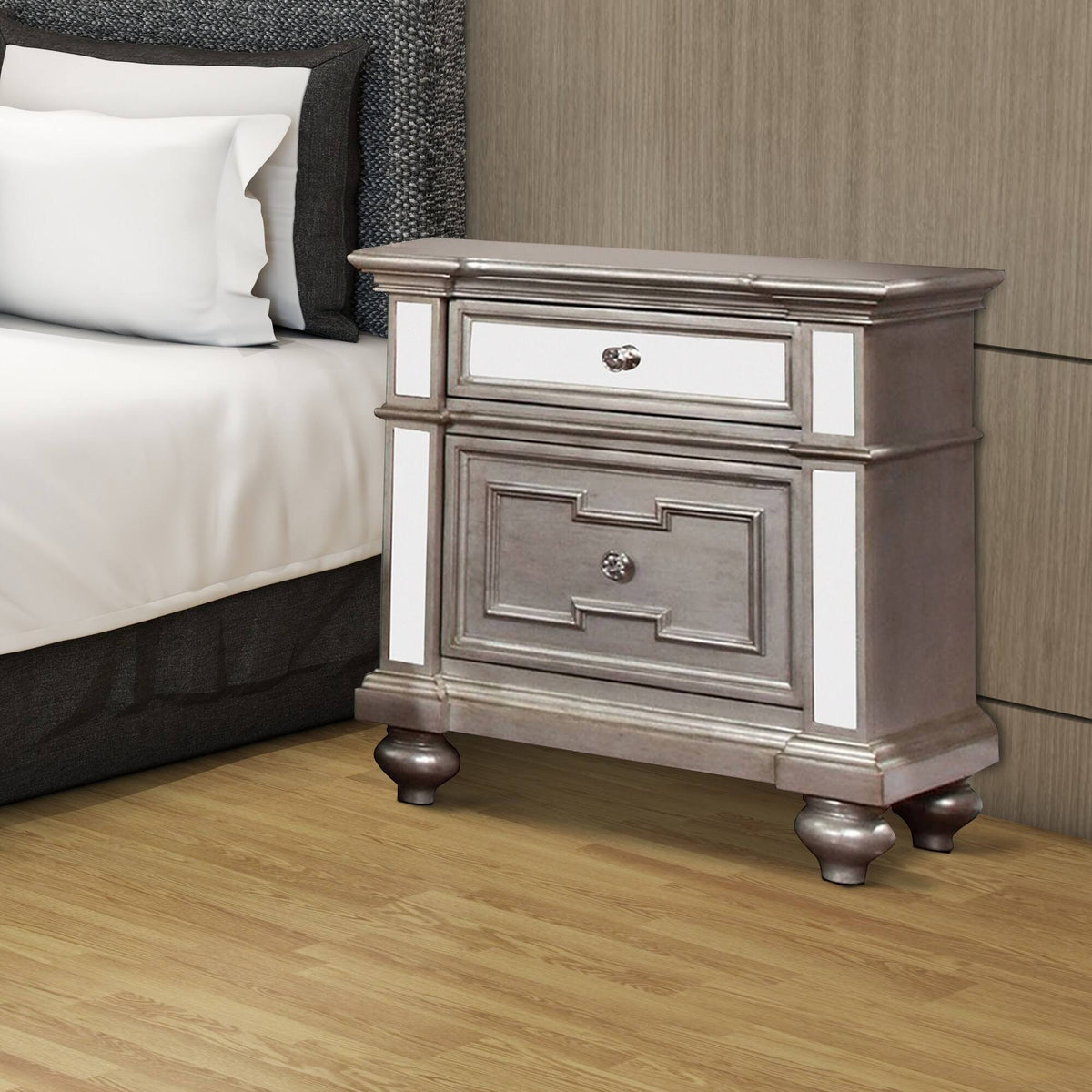 Silver Contemporary Night Stand D93572