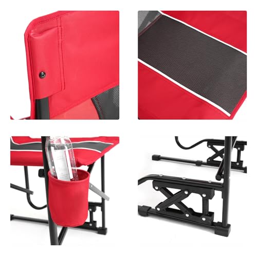 Portable Folding Rocking Camping Chair with Drink Holder, 250 lbs Capacity (Blue) L820124