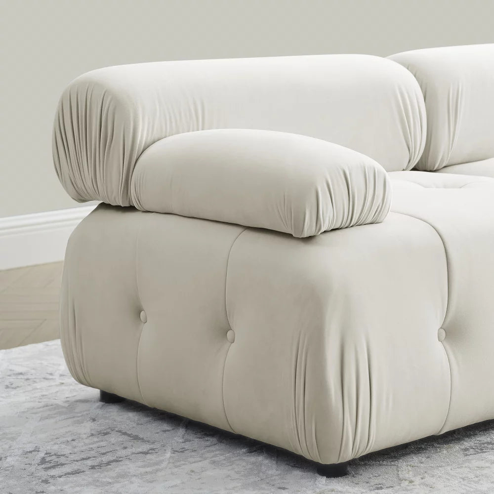 L Shaped Modular Sectional Sofa with Reversible Ottoman D109