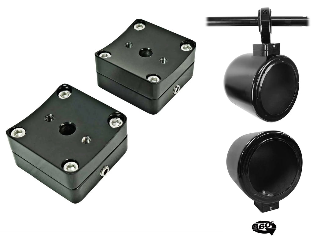 7.7" 360° Swivel Black Aluminum Wakeboard Tower Speaker Pods W51796