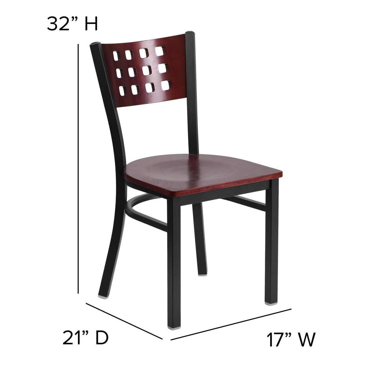 Black Cutout Back Metal Dining Chair B123