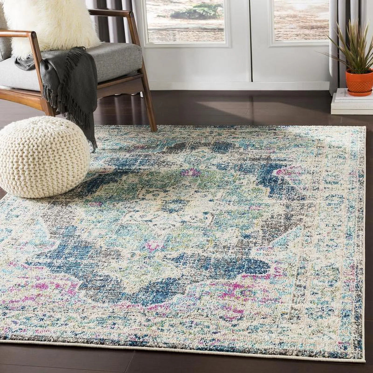 Navy Traditional Runner Area Rug Q981538