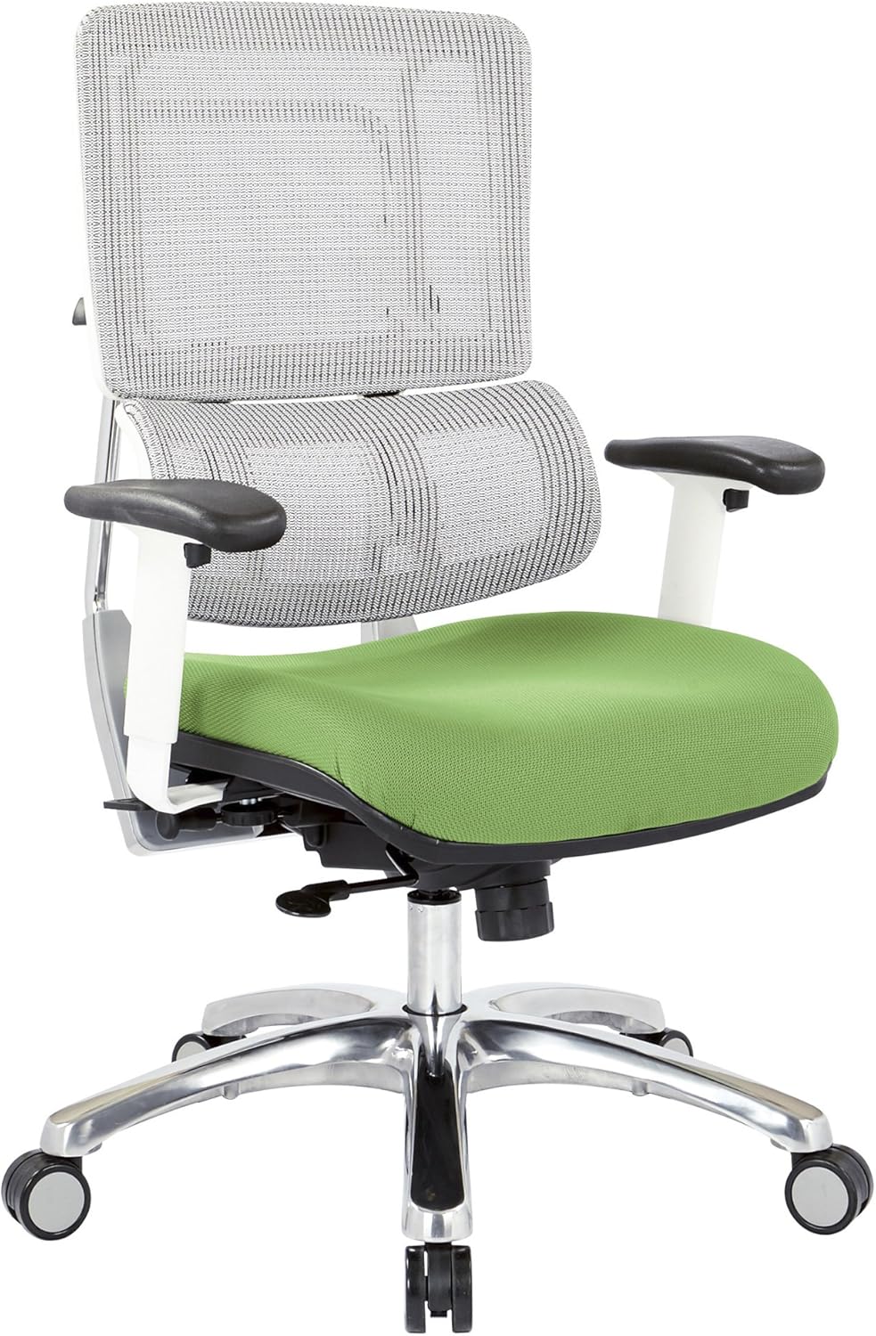 White Vertical Mesh Back and Padded Steel Mesh Seat Managers Chair with Adjustable Arms W786