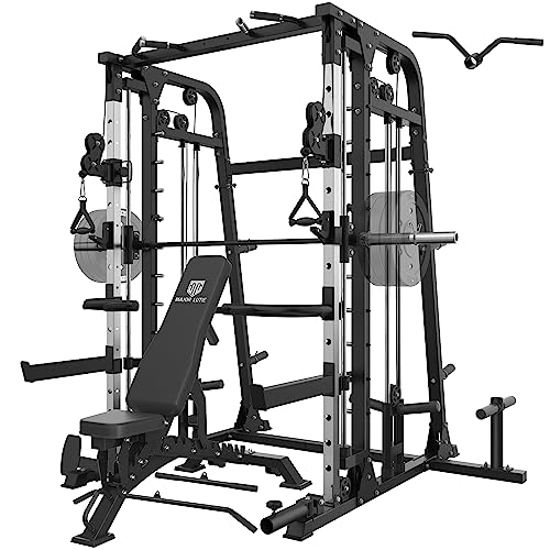 All-in-One Smith Machine Power Cage with Smith Bar and Cable Crossover Machine W7965