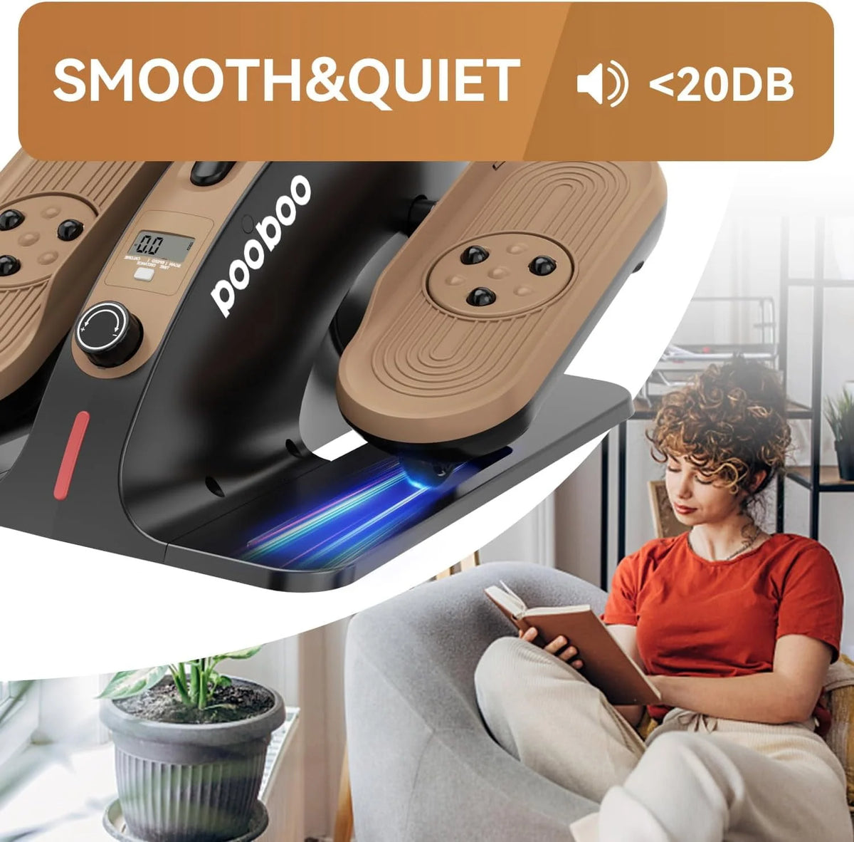 Under Desk Magnetic Elliptical Machine with Foot Massage M28453