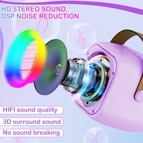 Mini Karaoke Machine with 2 Wireless Microphone & LED Lights Y4876