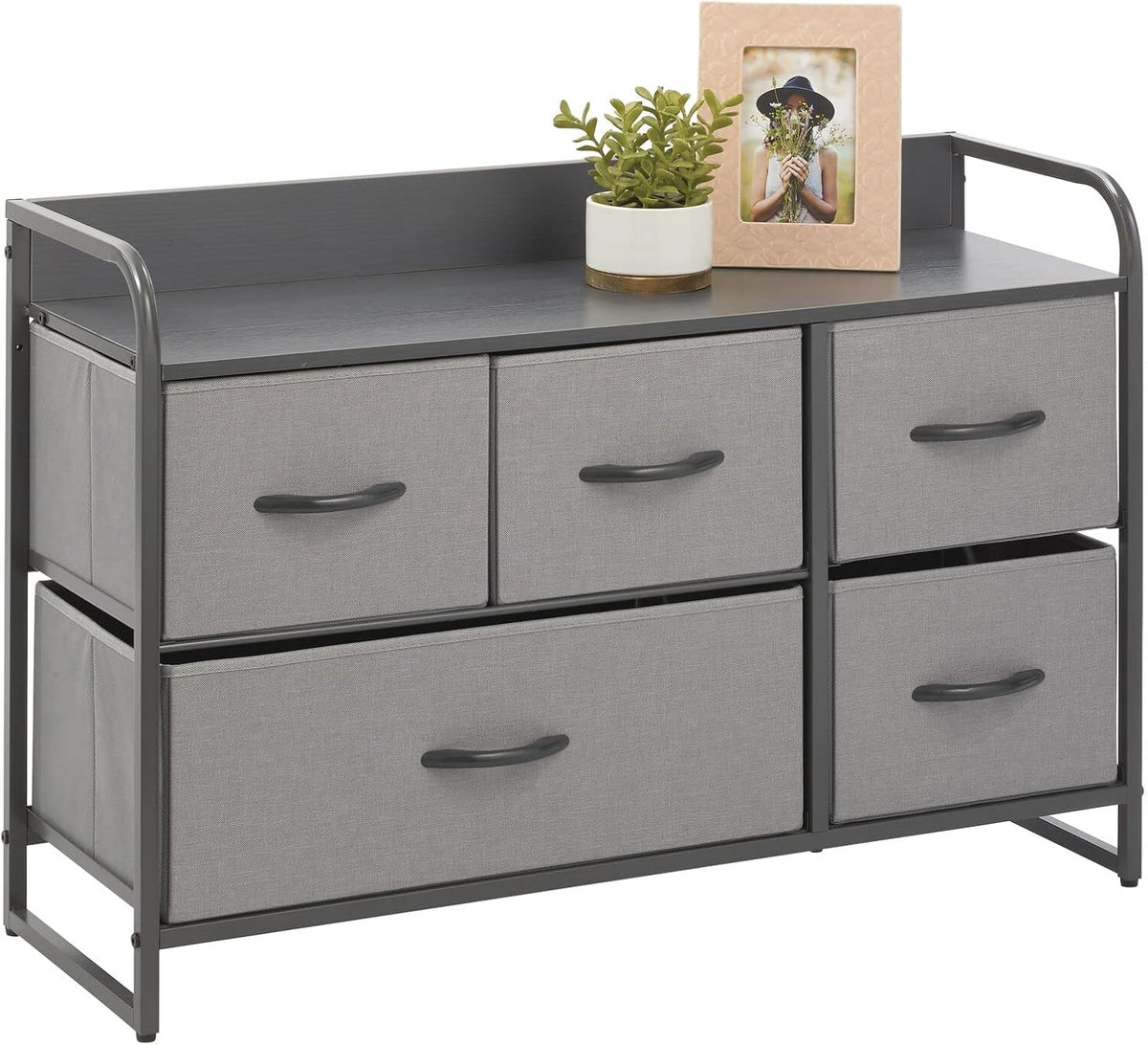 5 Removable Fabric Drawers Coffee Espresso Brown Storage Dresser L633
