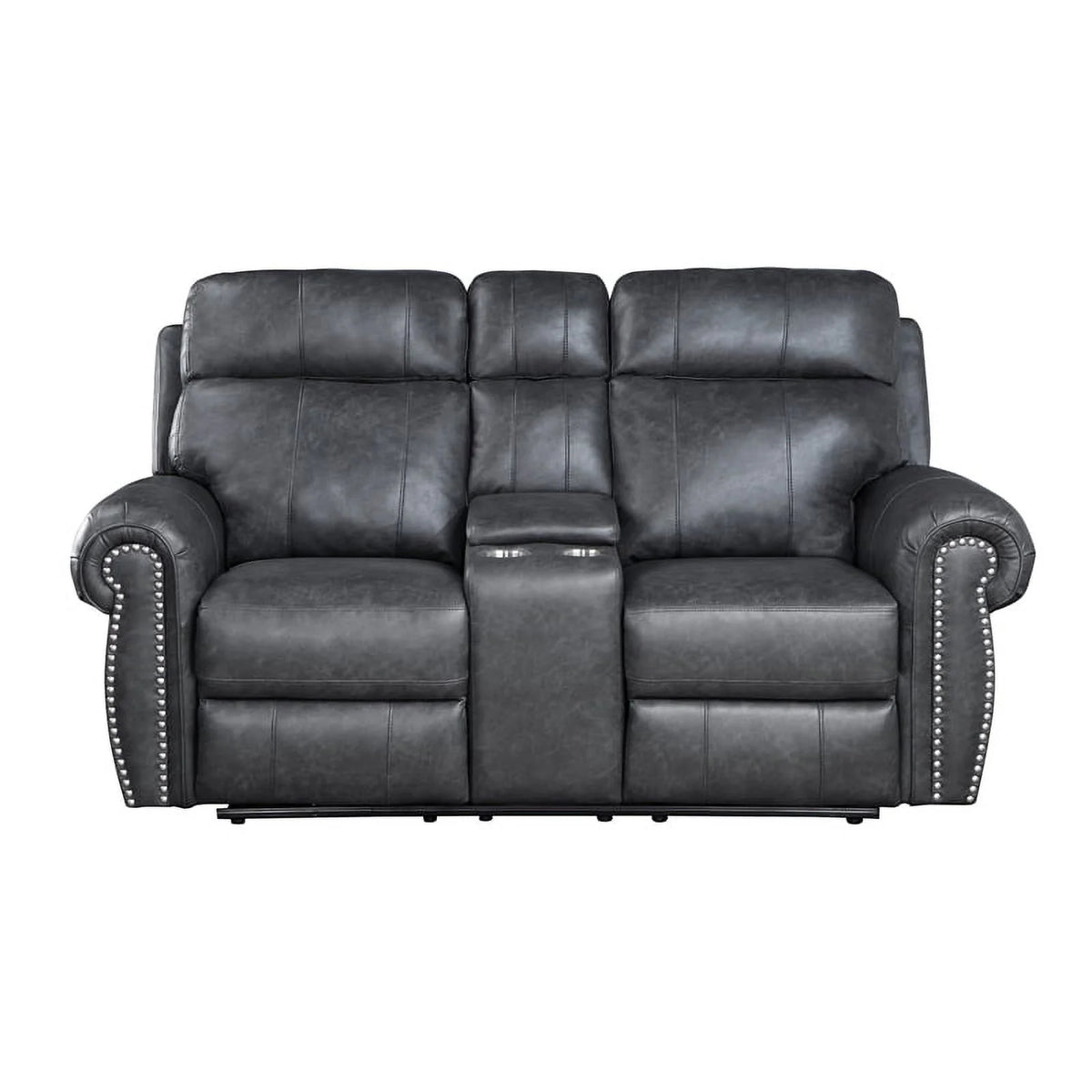 Gray Faux Leather Double Reclining Love Seat H3237