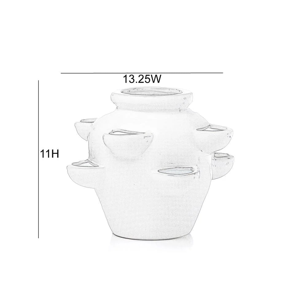 8 Pocket Ceramic Strawberry Planter in White U840