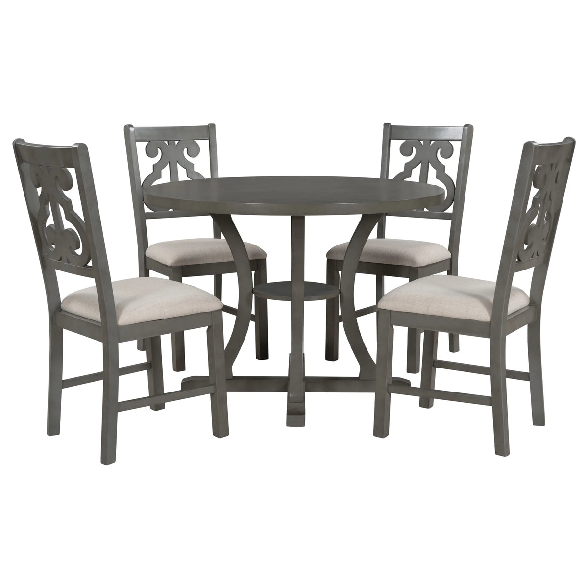Antique Gray 5 Piece Wooden Dining Table and Chairs Set C64310