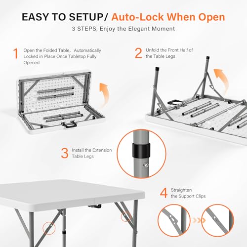 Black 34" Fold in Half Square Plastic Table U227734