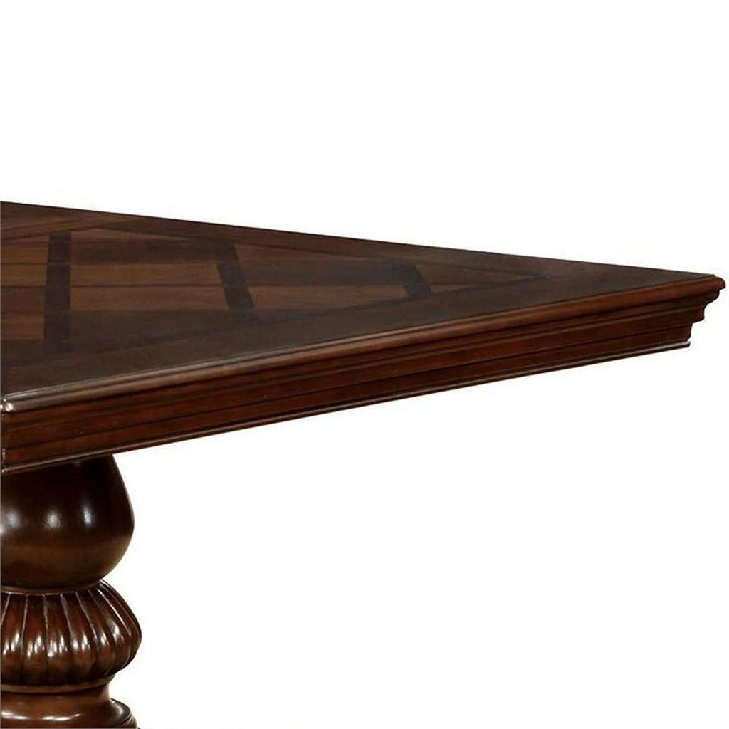 Wooden Extendable Dining Table with Double Pedestal Base T5574