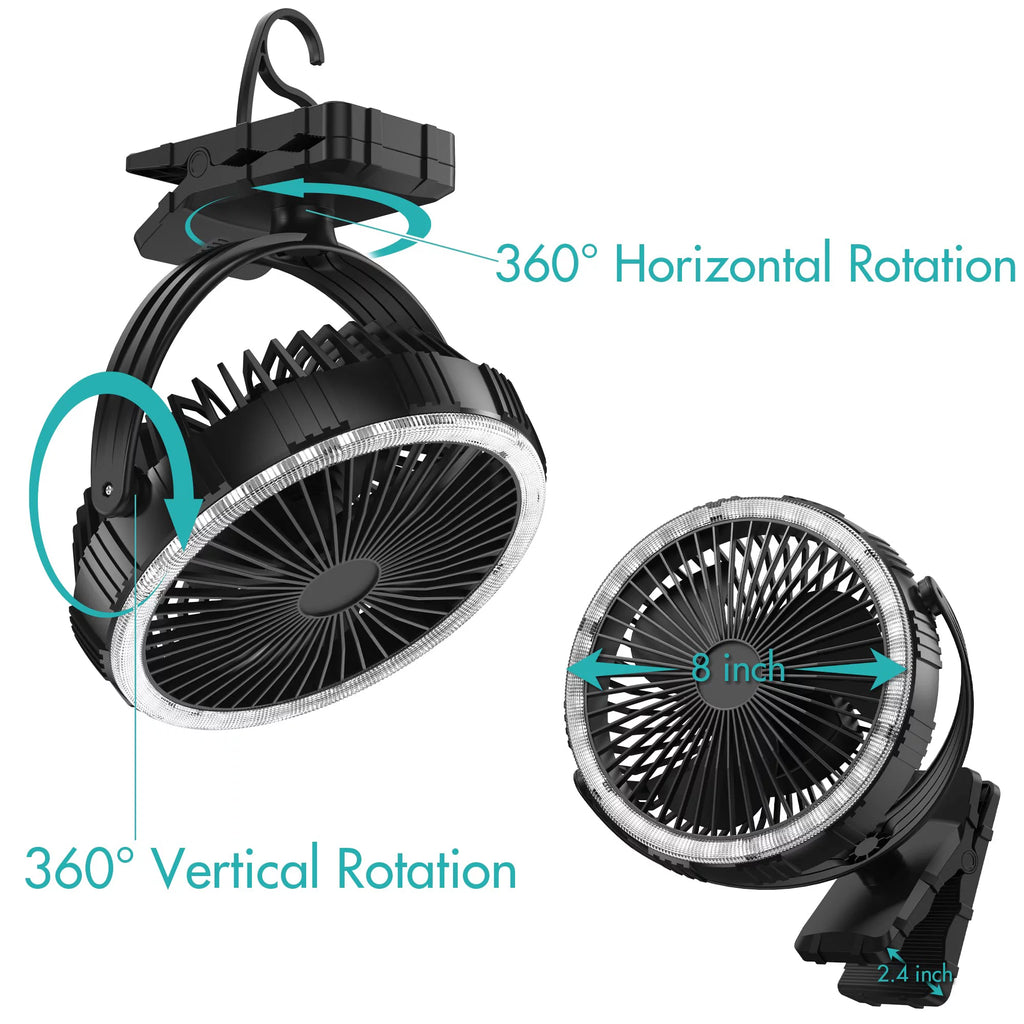 Rechargeable Clip-On Fan with LED Lights D364361