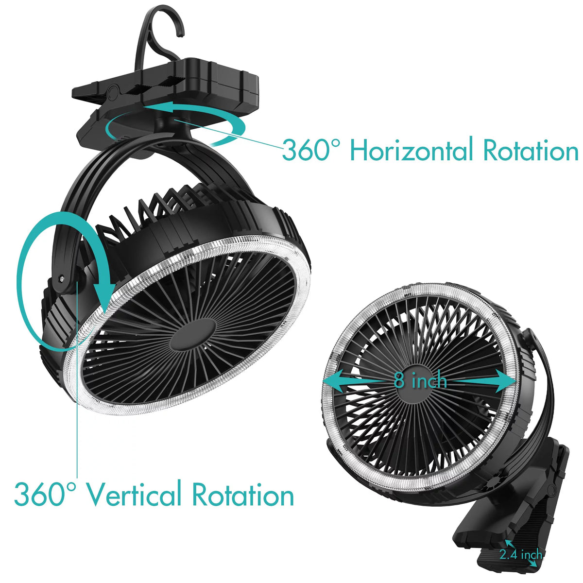 Rechargeable Clip-On Fan with LED Lights D364361