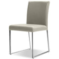 Brown Leather and Brushed Steel Dining Chair (Set of 2) M557
