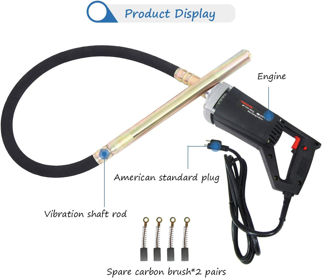 800W 110V Electric Concrete Vibrator 5ft L20629