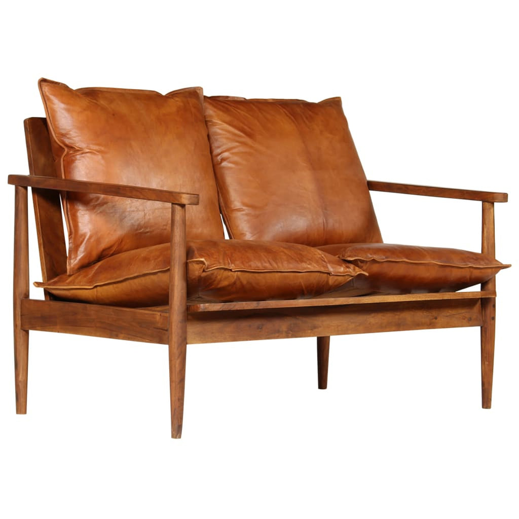 Brown Real Leather 2-Seater Sofa H4517