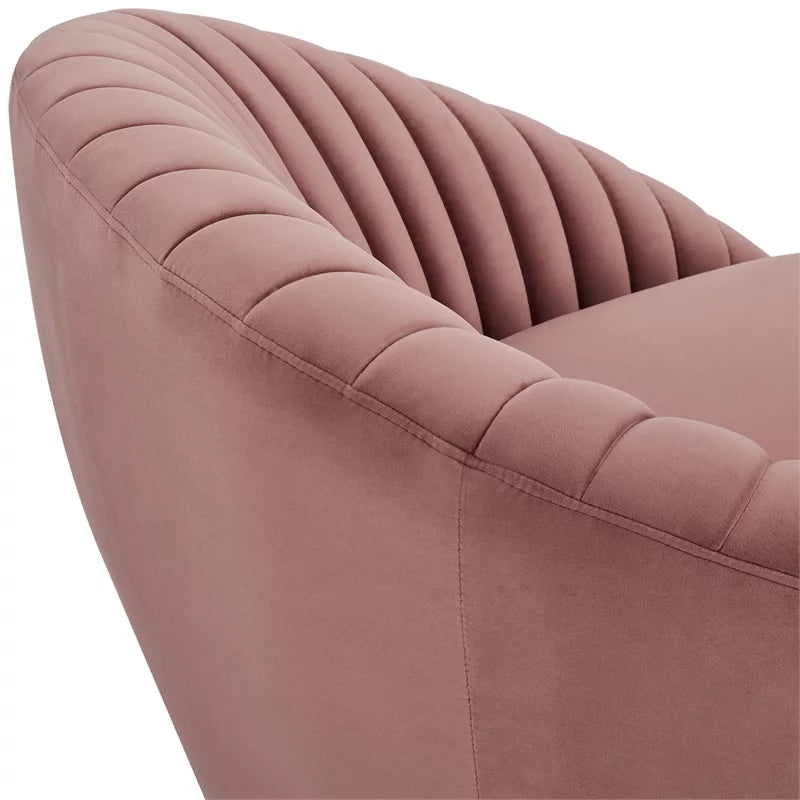 Pink Velvet Swivel Accent Chair Y907947