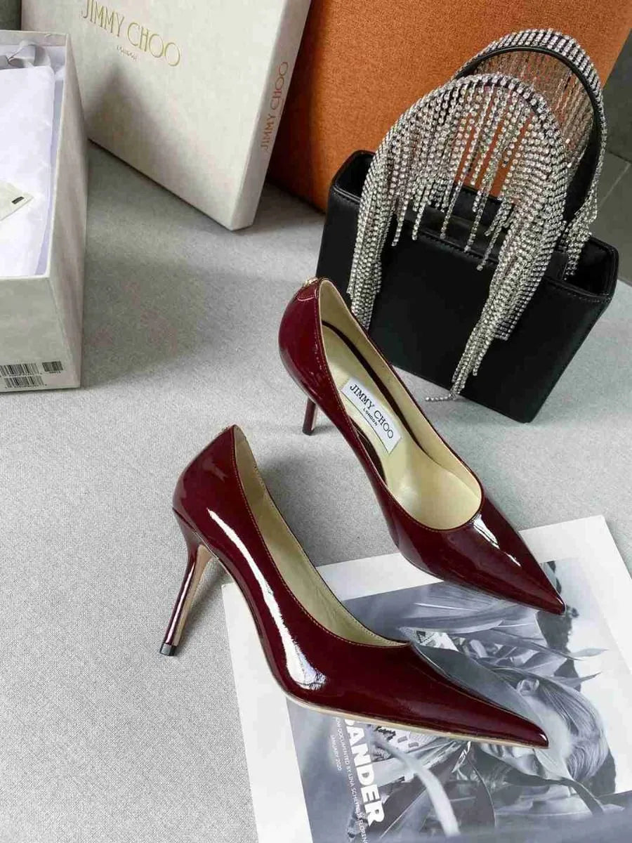 Burgundy Calf Leather Pumps F2156