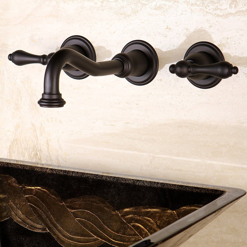 Vintage 2-Handle Wall Mount Bathroom Faucet, Matte Black Q98135