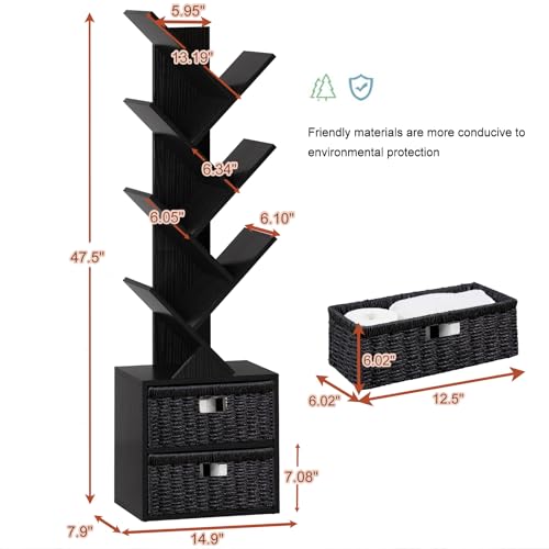 6 Tier Wood Bookshelf with Storage Drawer J838