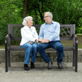 Black Outdoor Garden Bench with Armrests A706878