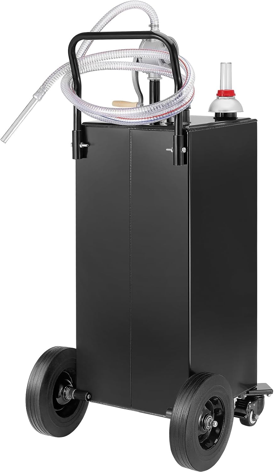 35 Gallon Black Fuel Caddy on 4 Wheels with Manual Transfer Pump N6848