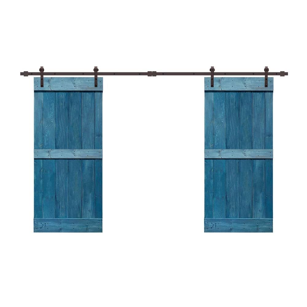 72 in. x 84 in. Solid Pine Wood Interior Double Sliding Barn Door with Hardware Kit J110524