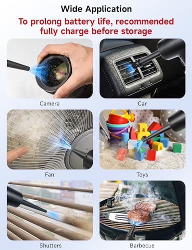 Compressed Air Duster 3-Gear 51000RPM Cordless Rechargeable LED Light Black P88348