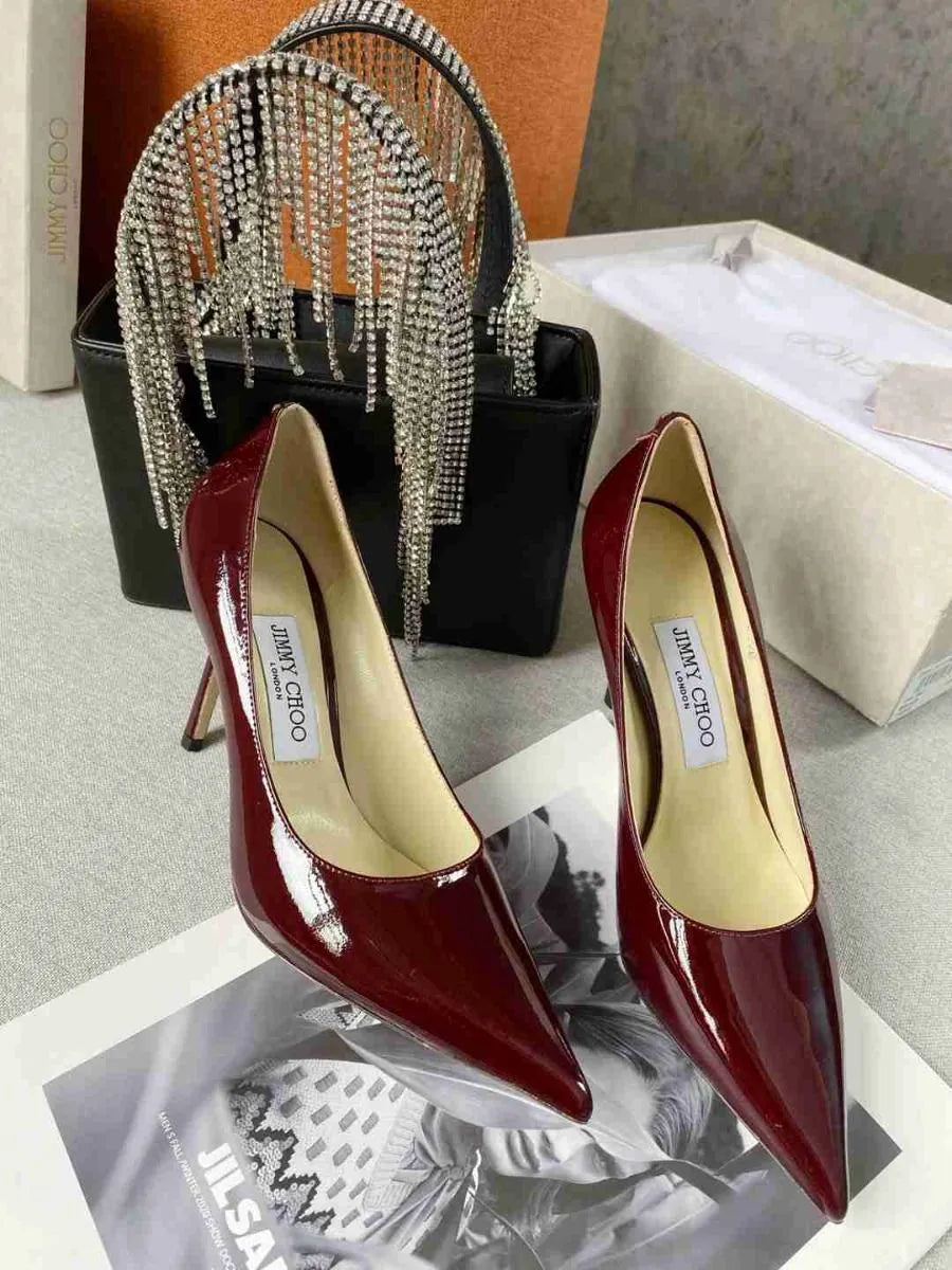 Burgundy Calf Leather Pumps F2156