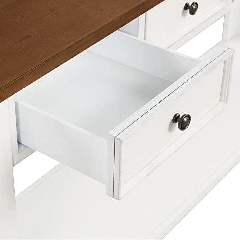 White Console Table with 4 Drawers and Shelves S16937