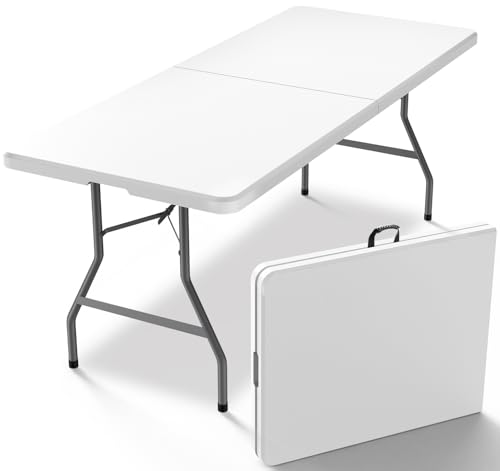 6FT Folding Table with Carrying Handle Portable Plastic R257019