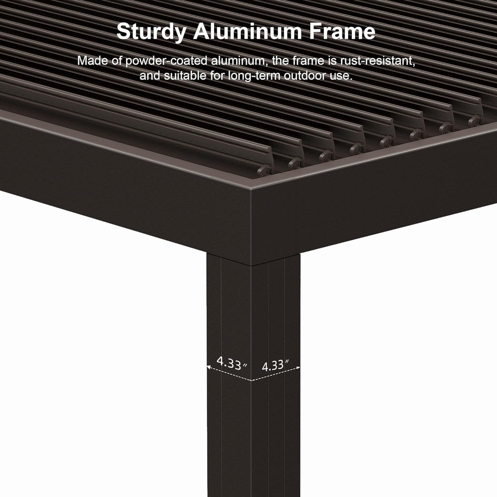 11' × 13' Louvered Aluminum Pergola with Roller Blinds P53705