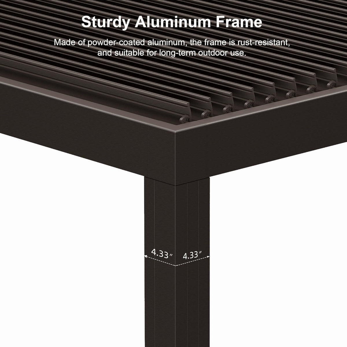 11' × 13' Louvered Aluminum Pergola with Roller Blinds P53705