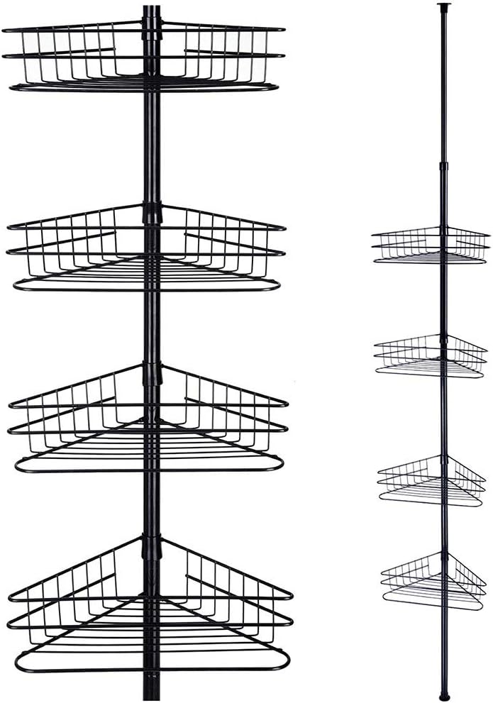 4 Tier Metal Corner Shower Shelf Caddy Black U778