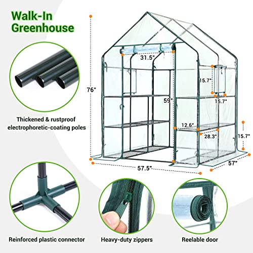 Plastic Greenhouse with Improved Transparent PVC Cover, 3 Tiers 12 Shelves D949248