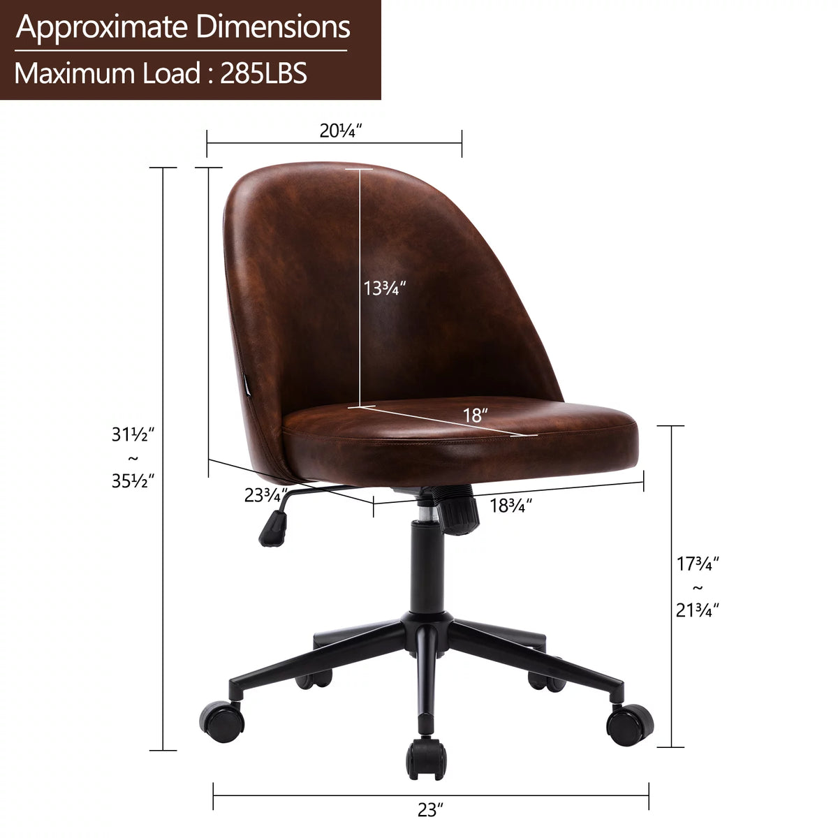 Home Office Chair PU Leather Swivel Dark Brown R951538