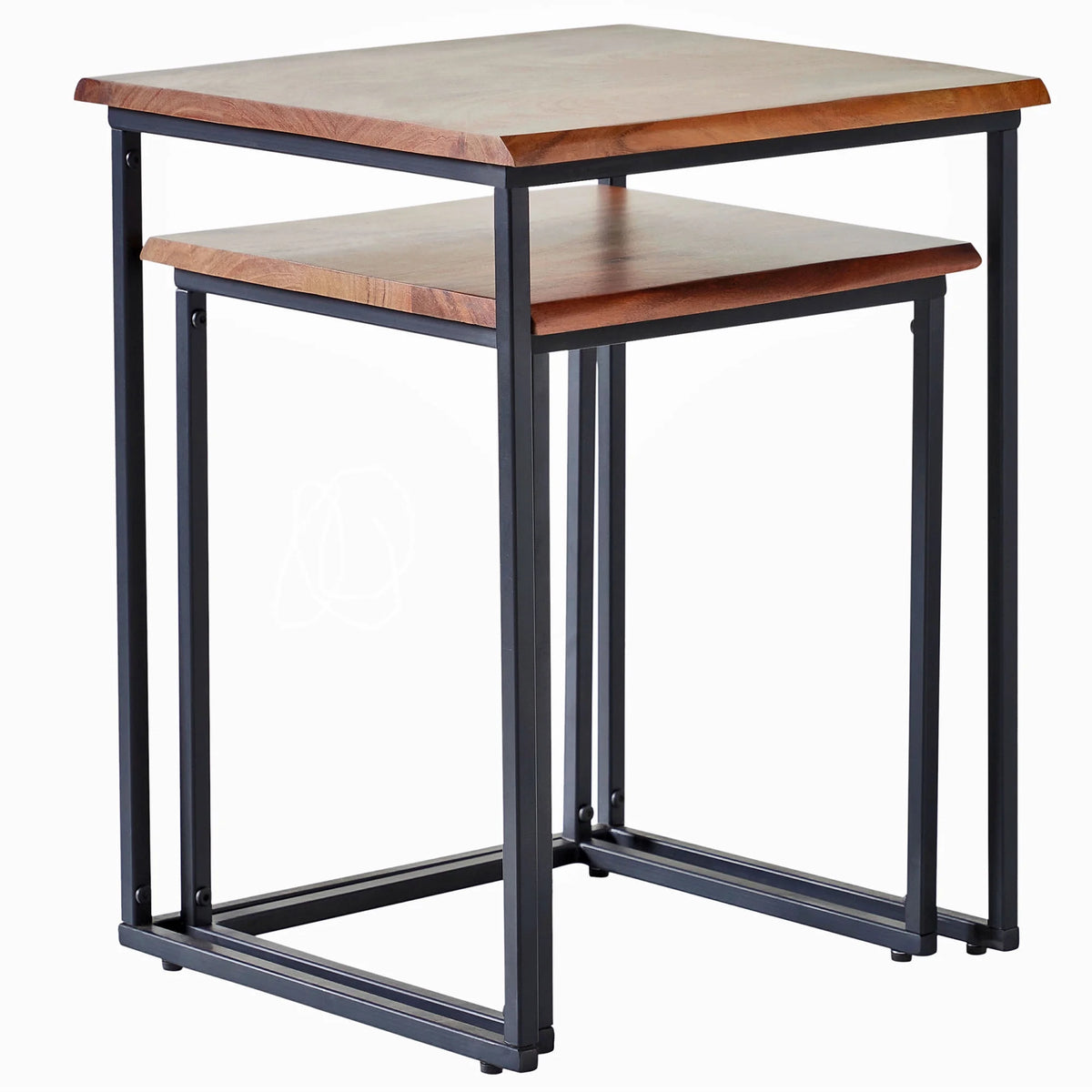 Brown and Black Wood Nesting End Table 2-Piece Set X40440