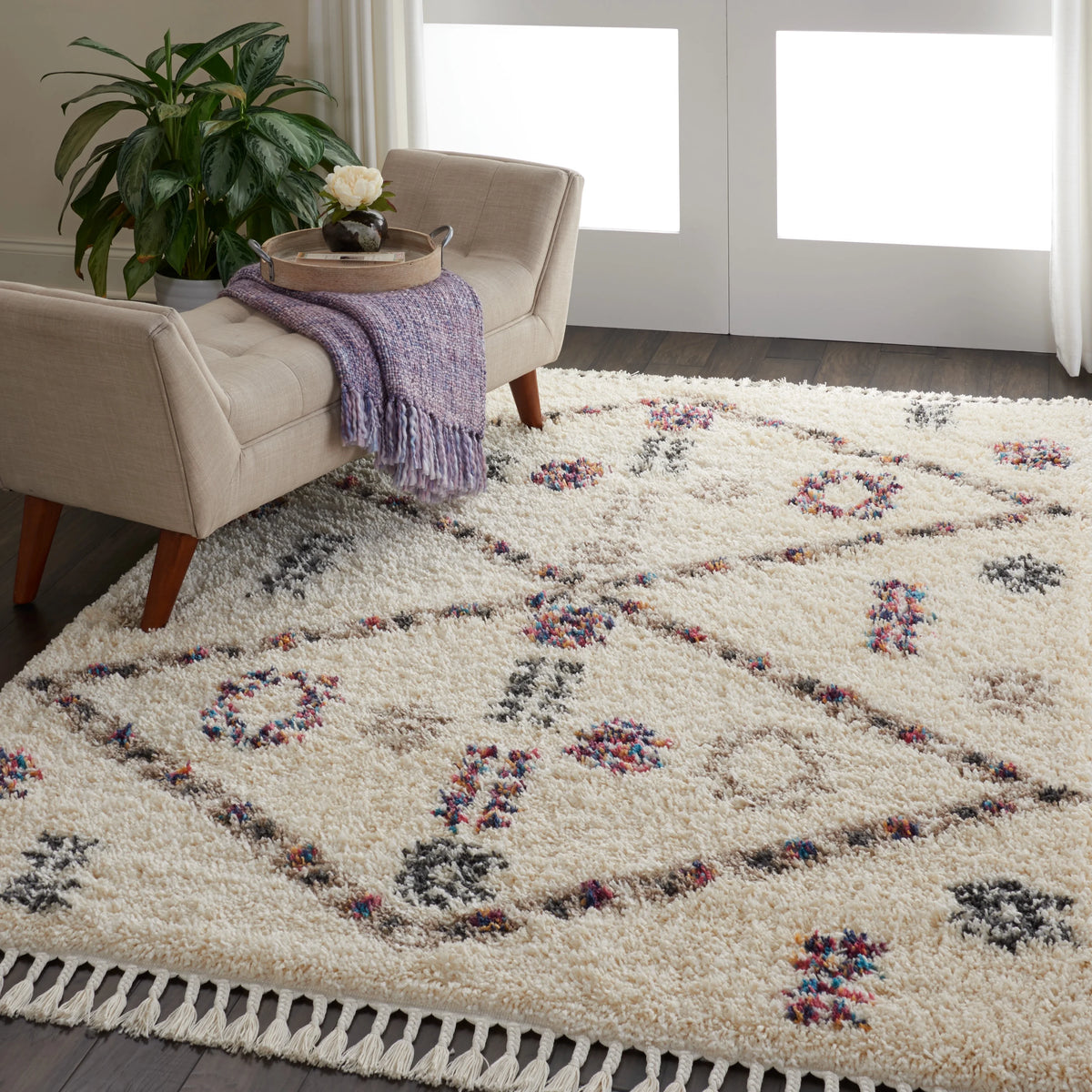 Ivory Shag Area Rug C31852