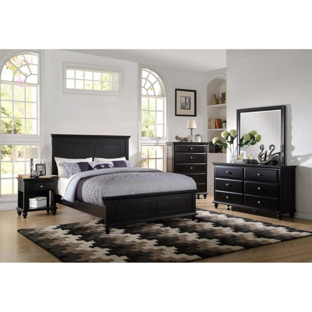 King Wooden Bed Dark Walnut Veneer White E43611