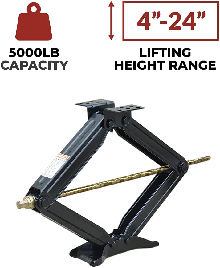 24" Scissor Jack with Crank Handle, 5000lbs Capacity, Pack of 2 T72700