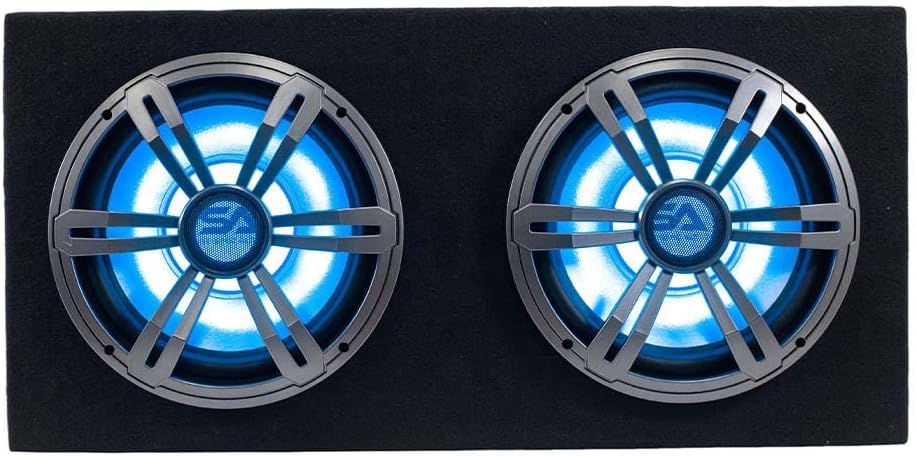 Dual 10 Inch 1000 Watt Car Audio Subwoofer Enclosure with RGB Lights Package with Amplifier & Cables N5699