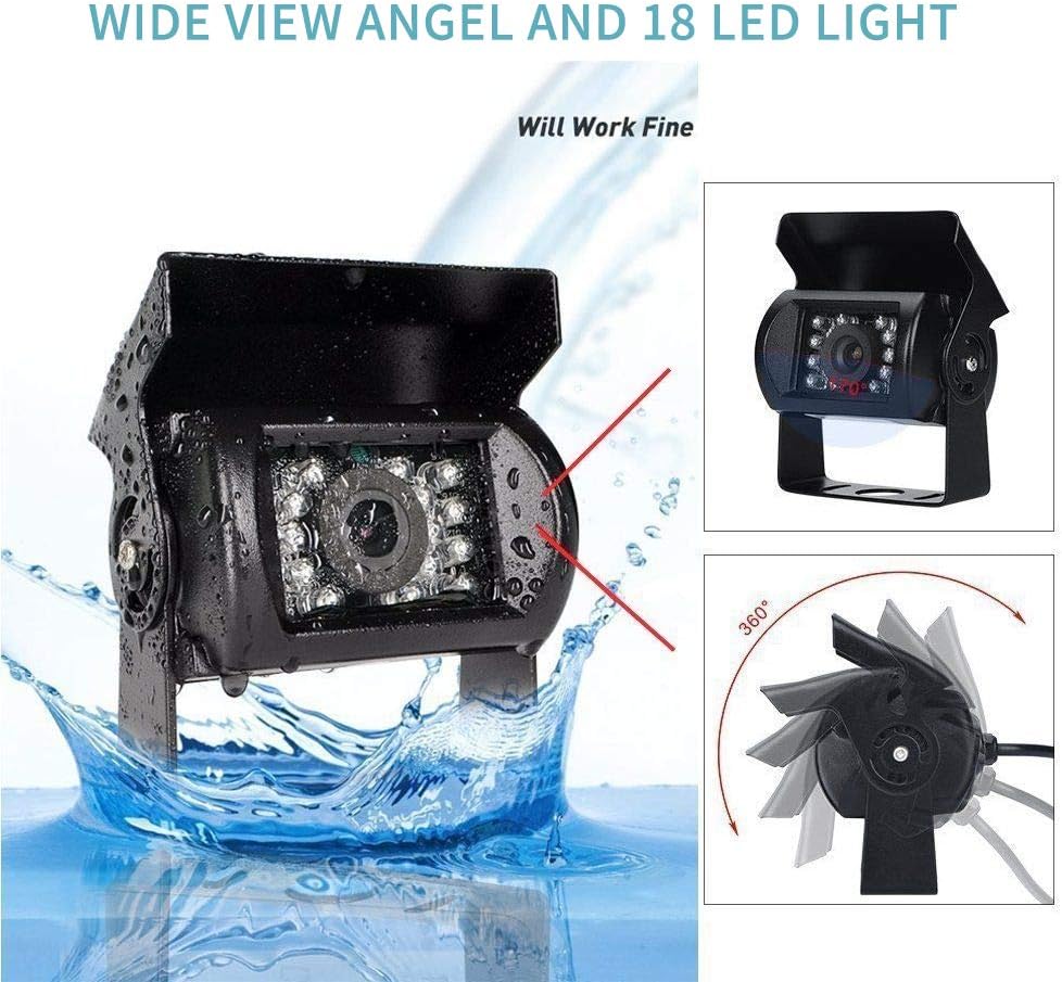 9'' Quad Split Screen HD Rear Backup Camera Monitor System, Waterproof IR Night Vision Backup Camera S3162