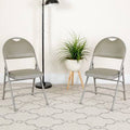 Gray Vinyl Metal Folding Chair with Easy-Carry Handle L230716